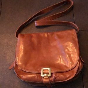 Vintage Gimbels Brown Leather Shoulder Bag